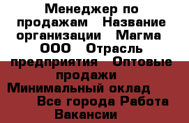 Менеджер по продажам › Название организации ­ Магма, ООО › Отрасль предприятия ­ Оптовые продажи › Минимальный оклад ­ 40 000 - Все города Работа » Вакансии   